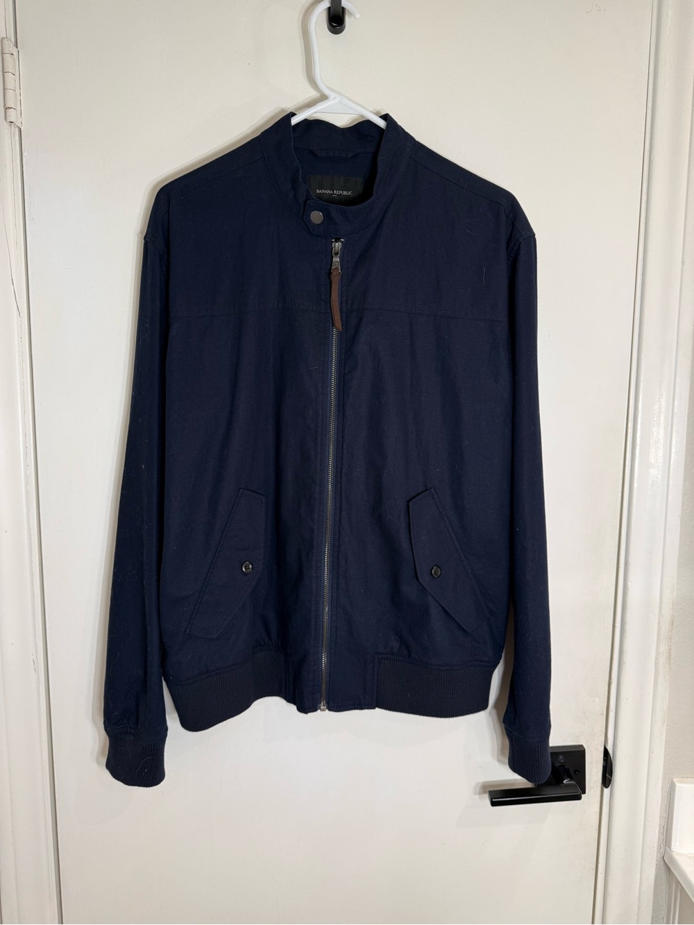 Banana Republic Linen Navy Blue Bomber Jacket